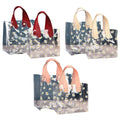 Clear PVC Daisy Print Tote Bags, Pack of 10 - Beige Handle, Small (20 x 18 x 10 cm) - view 3