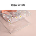 Clear PVC Daisy Print Tote Bags, Pack of 10 - Beige Handle, Small (20 x 18 x 10 cm) - view 5