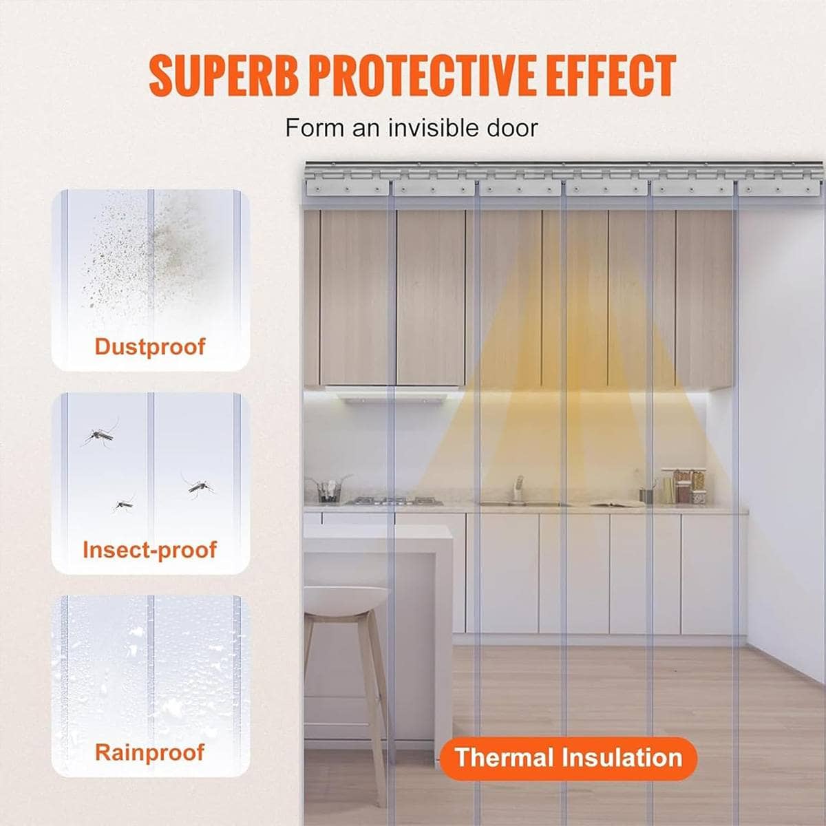Clear PVC Strip Door Curtain, 2 Pack, 200 cm, Thermal Dust Barrier - view 5
