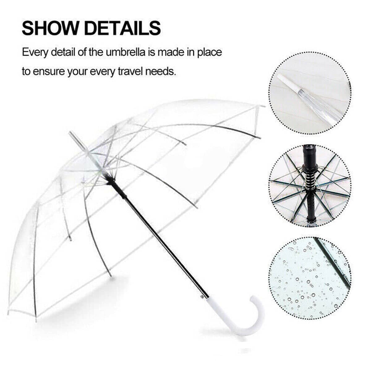 Clear PVC Umbrella with Automatic Opening, 71 cm - view 3