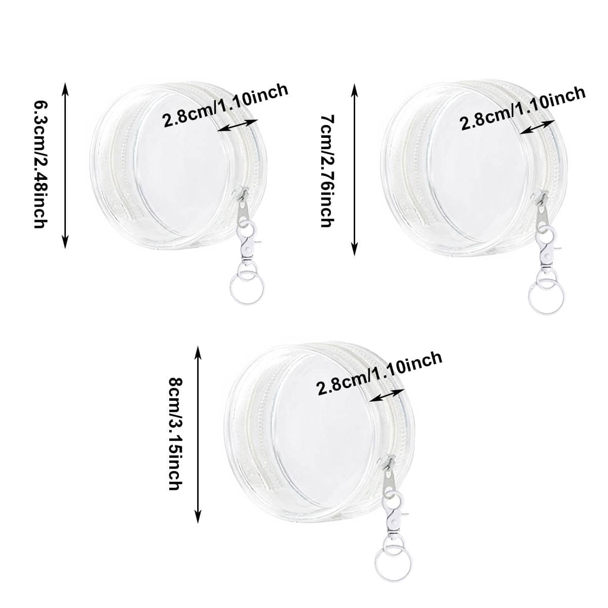 Clear Round Cable Storage Pouches, Pack of 5 - 7 x 7 x 2.8cm - view 3
