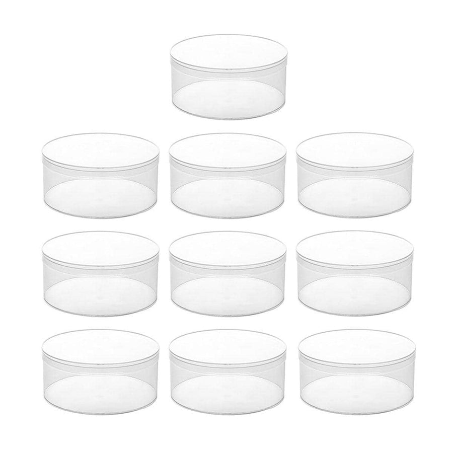 Clear Round Plastic Gift Boxes, Pack of 10 - 15 x 6.5 cm