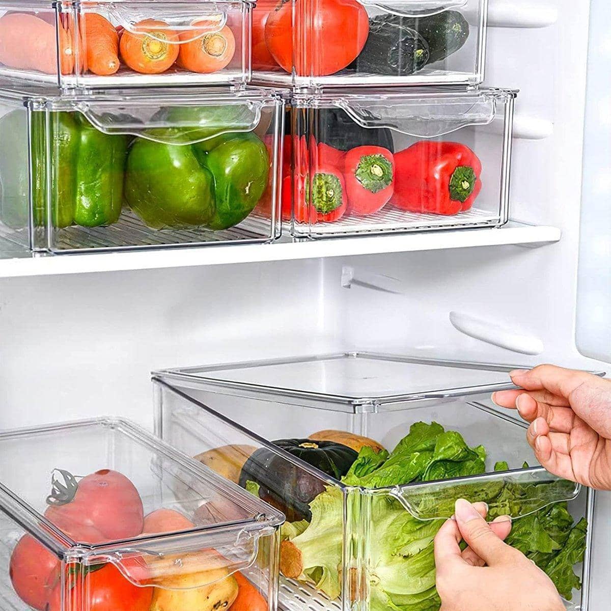 Clear Stackable Fridge Storage Containers with Lids - Set of 10 - view 4