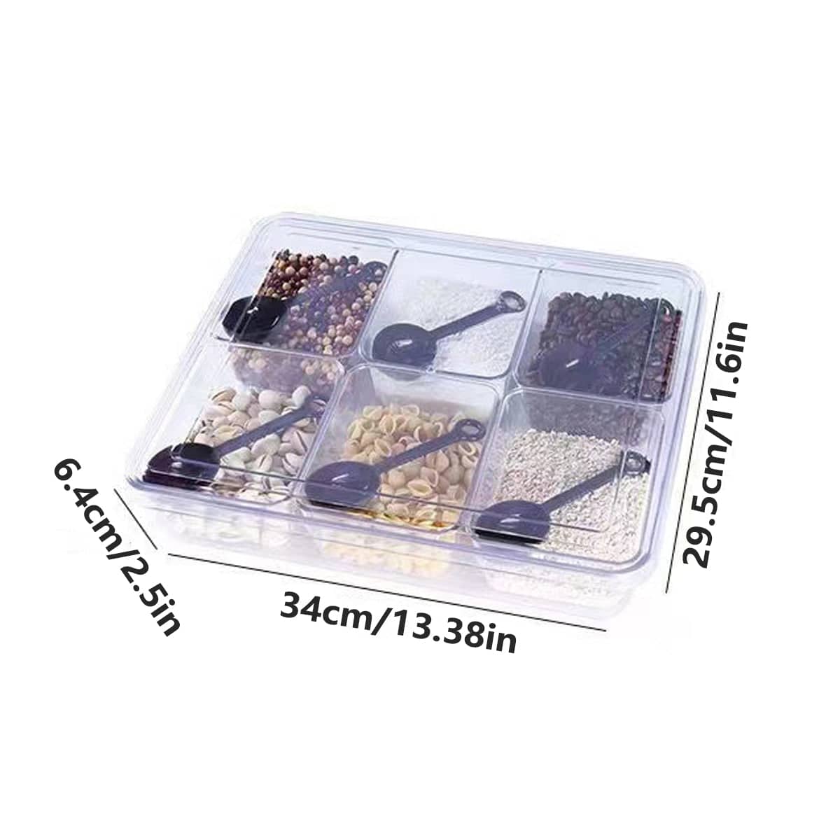 Clear Storage Organiser Box with 6 Compartments and Lid, Set of 2 - view 3