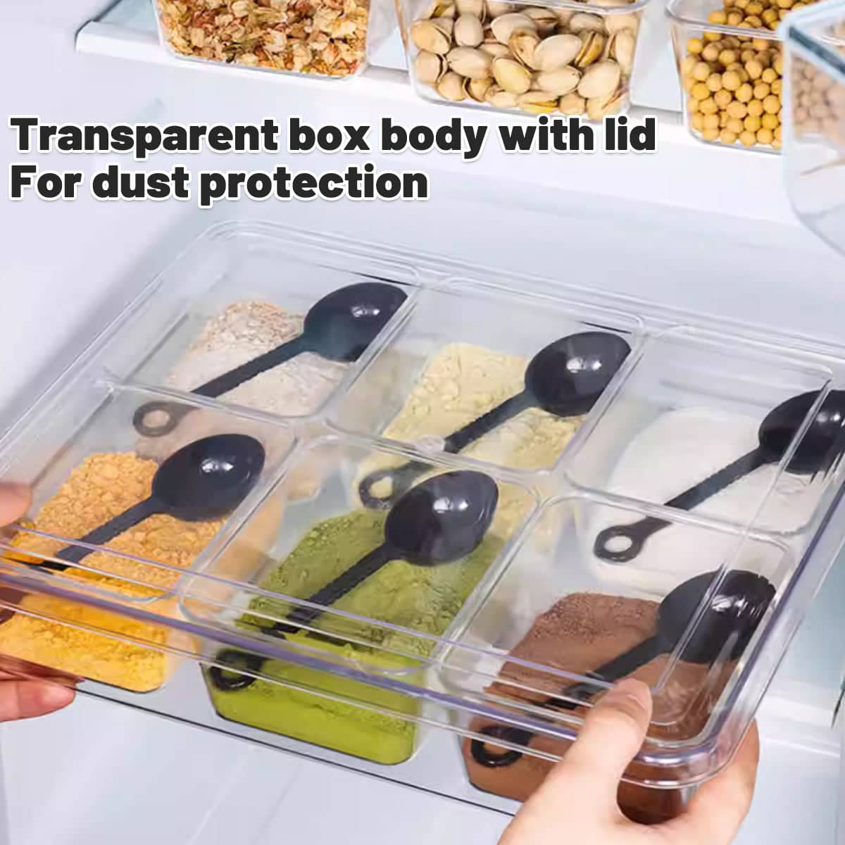 Clear Storage Organiser Box with 6 Compartments and Lid, Set of 2 - view 4