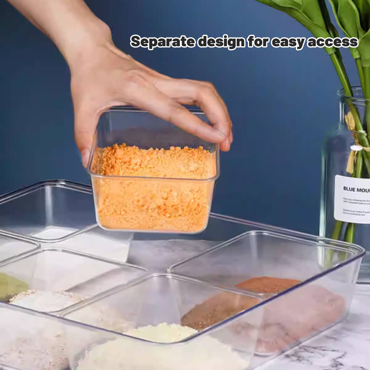 Clear Storage Organiser Box with 6 Compartments and Lid, Set of 2 - view 5