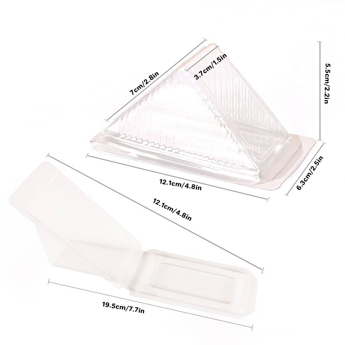 Clear Triangle Sandwich Boxes, Pack of 100 - Large (10 x 5.3 x 7.2 cm) - view 4