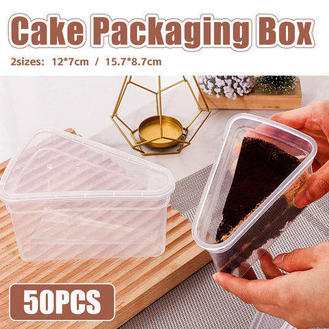 Clear Triangular Cake Packaging Box - Large (15.7 x 8.7 cm), Pack of 50 - view 2