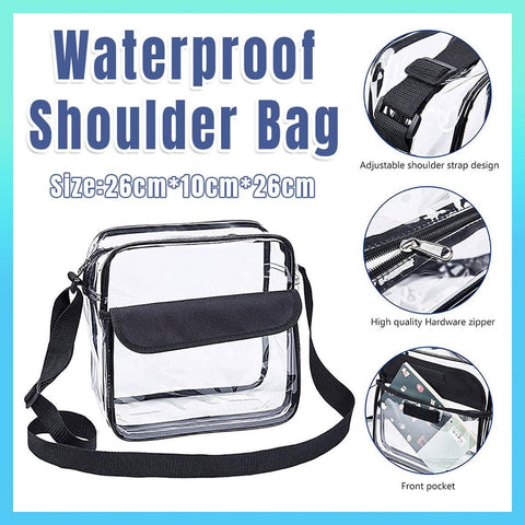 Clear Waterproof PVC Crossbody Bag with Adjustable Strap, Sports Bag