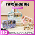 Clear Waterproof PVC Makeup Travel Bag Set, Pack of 3 - Blue - view 2