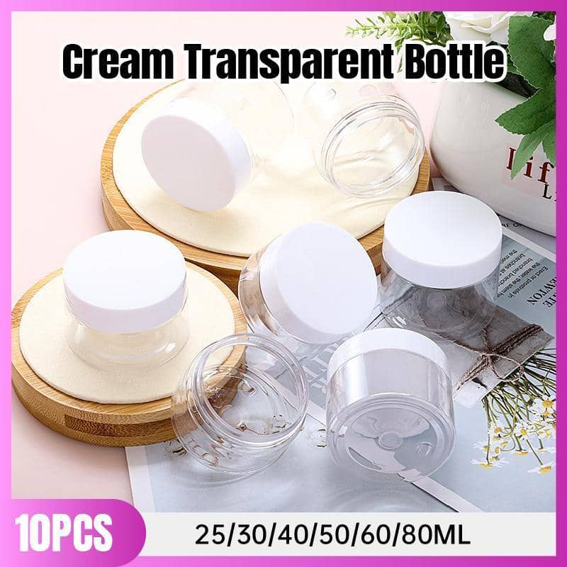 Clear Wide Mouth Cream Jars with White Lids - 80 ml, Pack of 10 - view 2