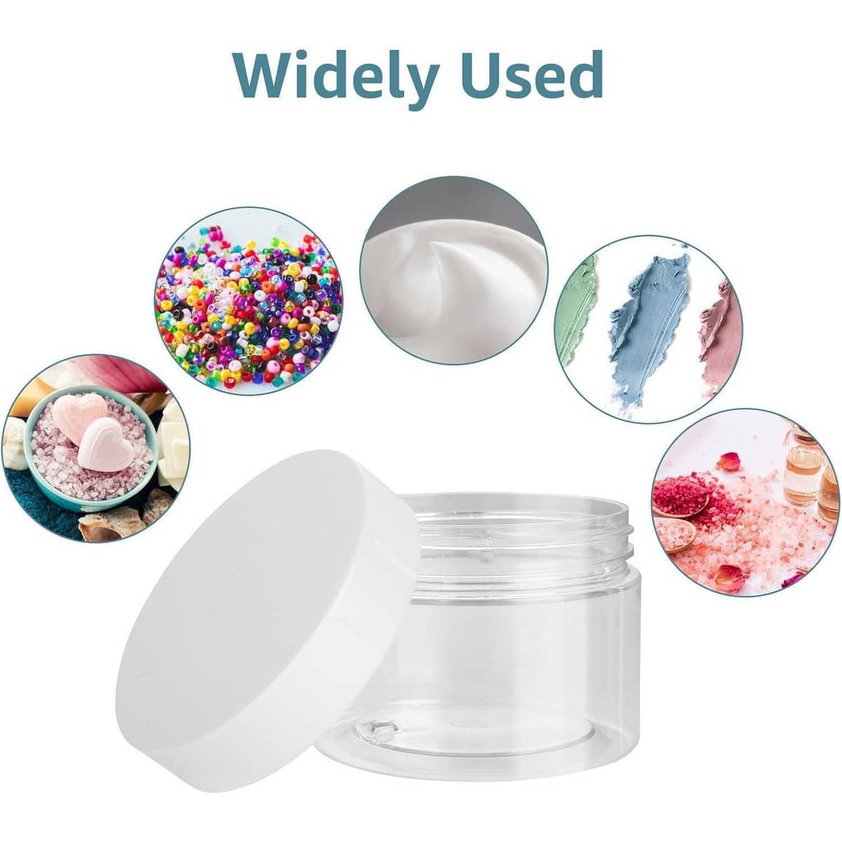 Clear Wide Mouth Cream Jars with White Lids - 80 ml, Pack of 10 - view 5