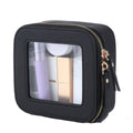 Clear Window Travel Makeup Bag, Waterproof Cosmetic Pouch - Black