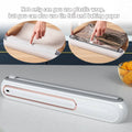 Cling Film Cutter Box Plastic Wrap Dispenser Sliding Container Fits Rolls up to 32 cm - White - view 5