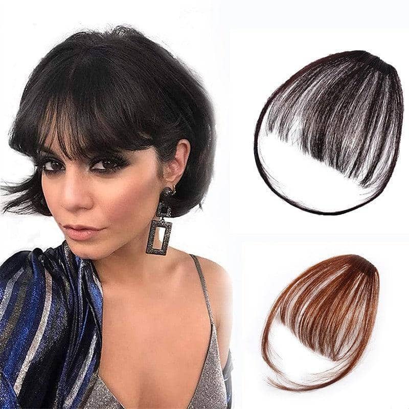 Clip in Hair Bangs Fringe Extension, Straight Synthetic - Light Brown - view 5