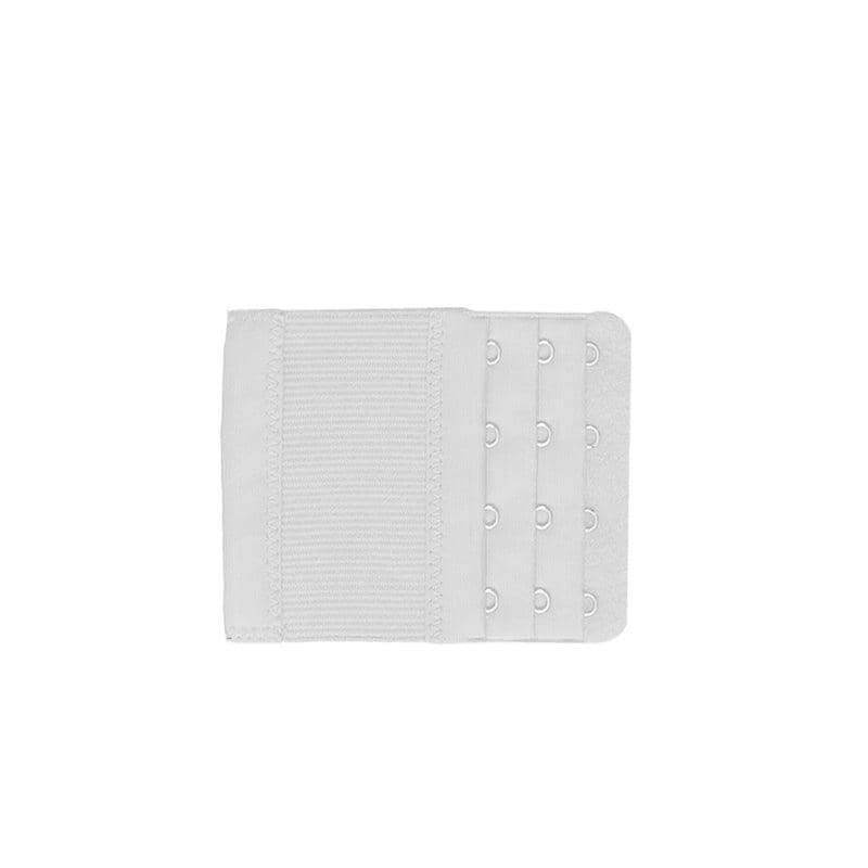 Clip-On Bra Extender with 4 Hooks, Soft Cotton and Velvet - White