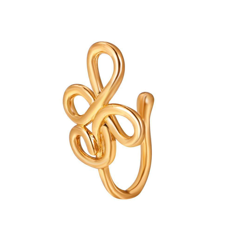 Clip-On Fake Nose Ring Cuff - Gold Intertwined Loops