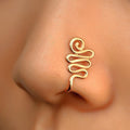 Clip-On Fake Nose Ring Cuff - Gold Intertwined Loops - view 5