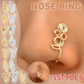 Clip-On Fake Nose Ring Cuff, Non-Piercing - Silver Star - view 2