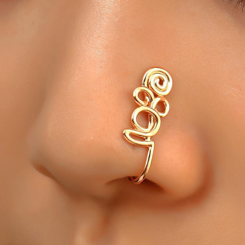 Clip-On Fake Nose Ring Cuff, Non-Piercing - Silver Star - view 4