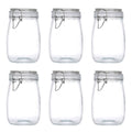Clip on Glass Storage Jars with Wire Clasp and Silicone Seal, 6 Pack - 1000 ml
