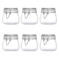 Clip on Glass Storage Jars with Wire Clasp and Silicone Seal, 6 Pack - 500 ml