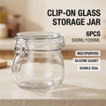 Clip on Glass Storage Jars with Wire Clasp and Silicone Seal, 6 Pack - 500 ml - view 2
