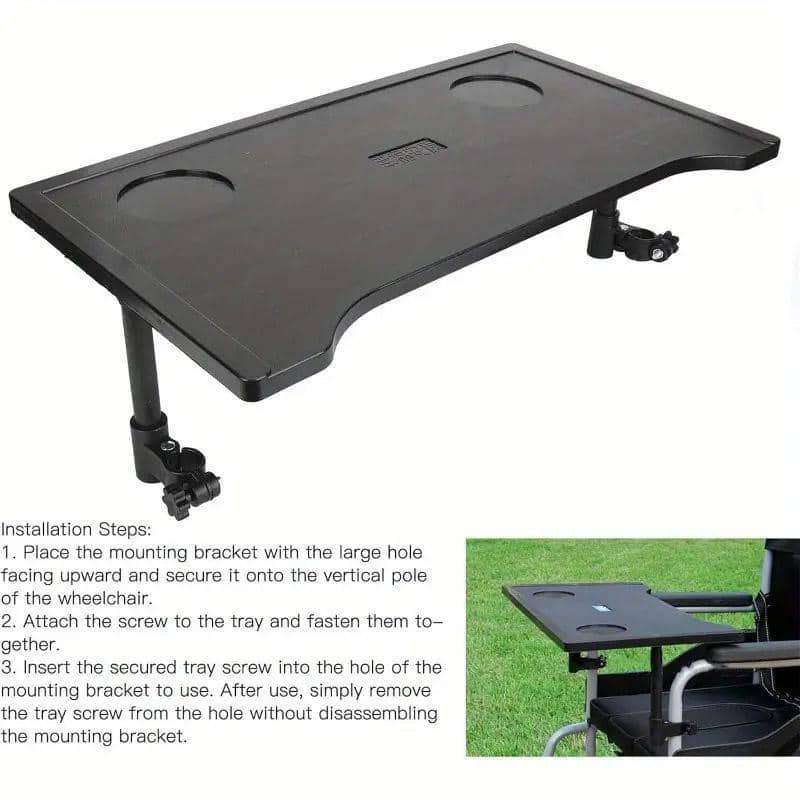 Clip-On Plastic Dining Tray with Cup Holders and Non-Slip Surface - view 5
