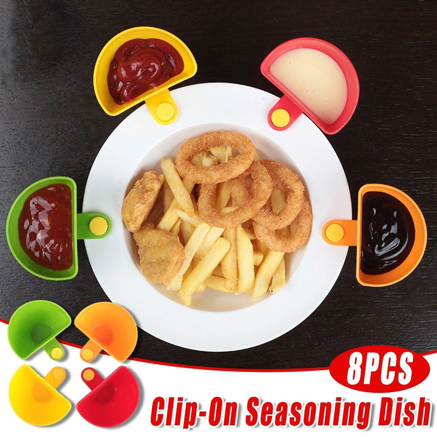 Clip-On Salad Dressing Bowls Set - Pack of 8, Assorted Colours