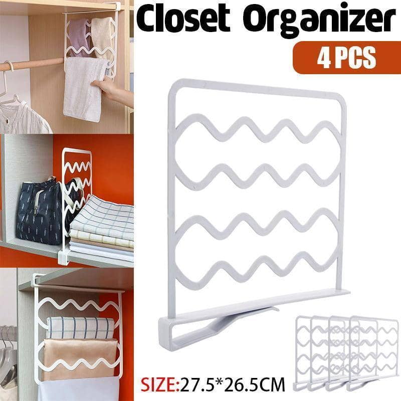 Clip-On Shelf Dividers for Wardrobes, 27.5 x 26.5 cm, Pack of 4