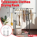Clothes Drying Rack, Adjustable Telescopic Floor Standing Laundry Rack in Silver and Black