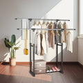 Clothes Drying Rack, Adjustable Telescopic Floor Standing Laundry Rack in Silver and Black - view 5