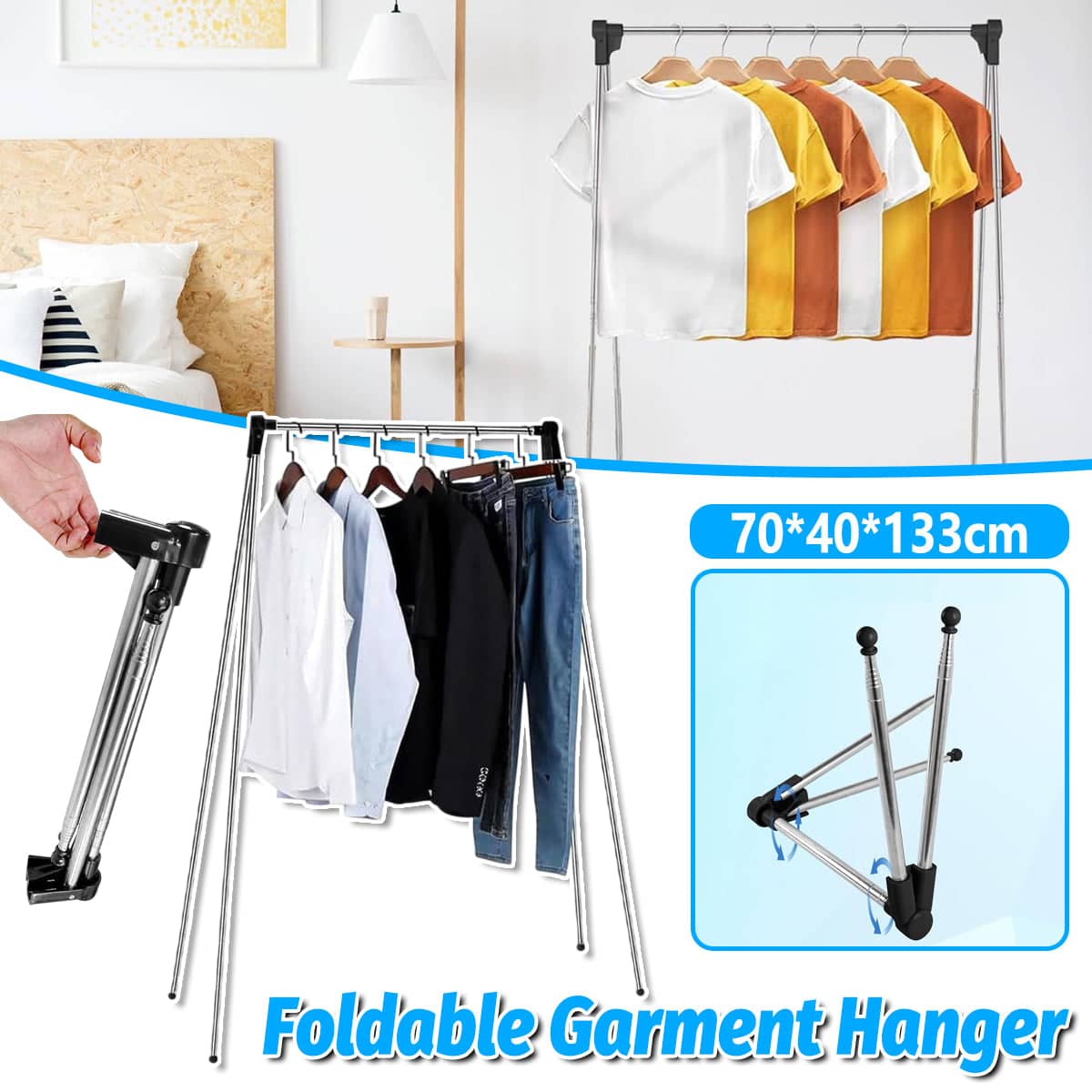 Clothes Drying Rack Retractable Wall-Mounted Stainless Steel