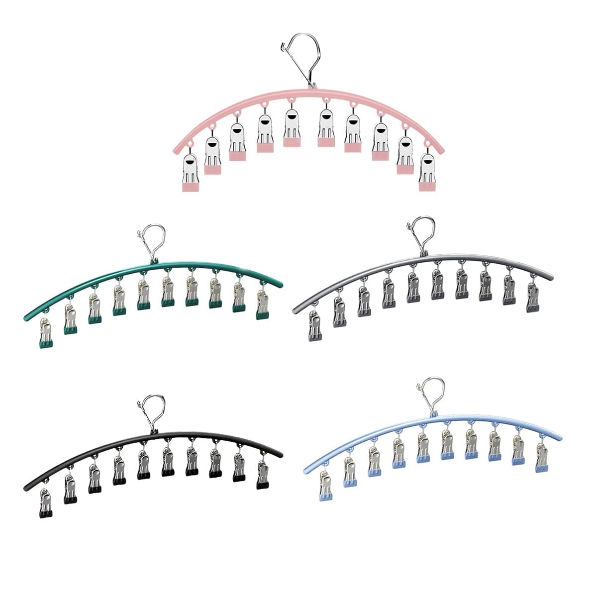 Clothes Drying Racks with 10 Clips Each, Pack of 3 - Grey - view 3