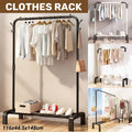 Clothes Rack for Bedroom and Laundry Room with Hanging Rod and Shelf - White - view 2