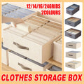 Clothes Storage Box with Dividers, Stackable 600D Fabric - Grey, 16 Compartments