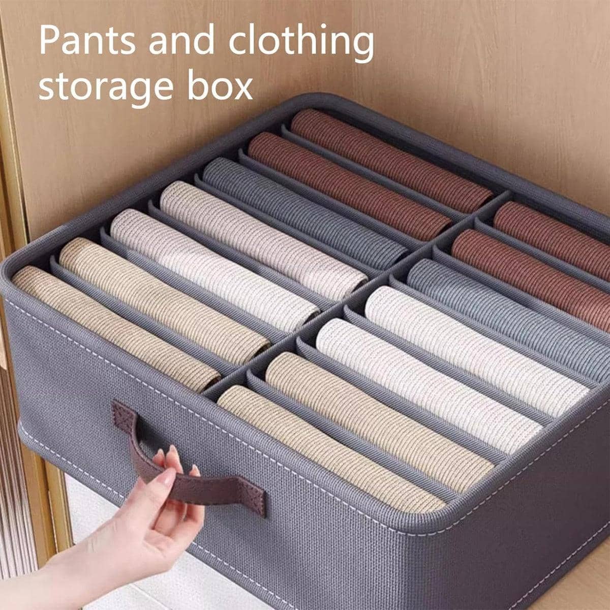 Clothes Storage Box with Dividers, Stackable 600D Fabric - Grey, 24 Compartments - view 3