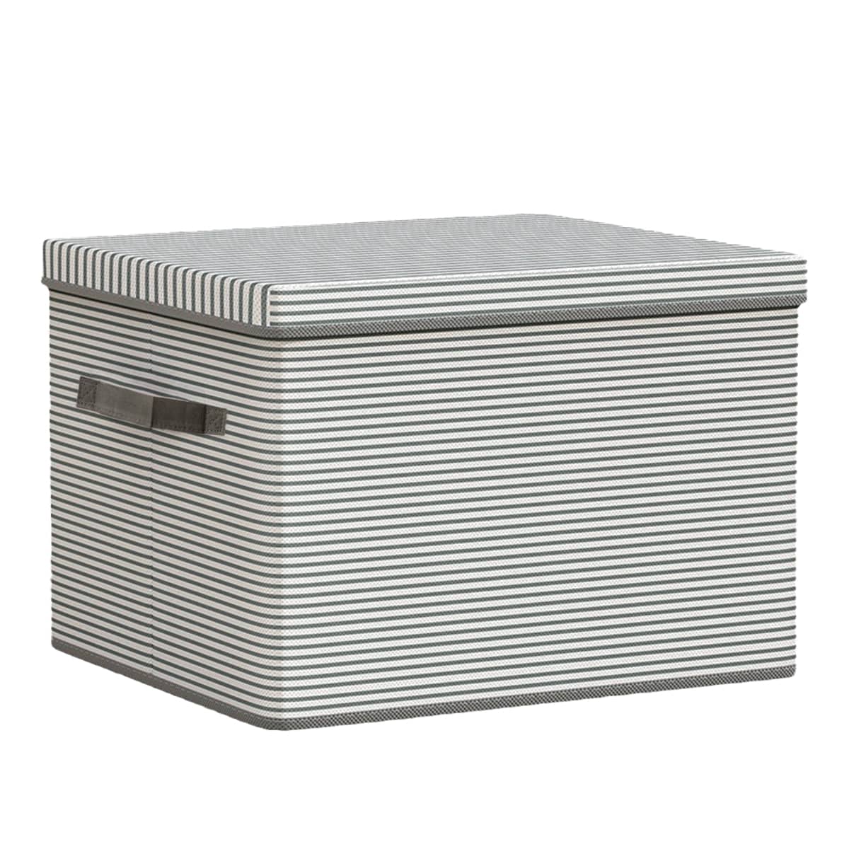 Clothes Storage Box Large Capacity Foldable for Wardrobe Closet Home Storage - Grey and White Stripe