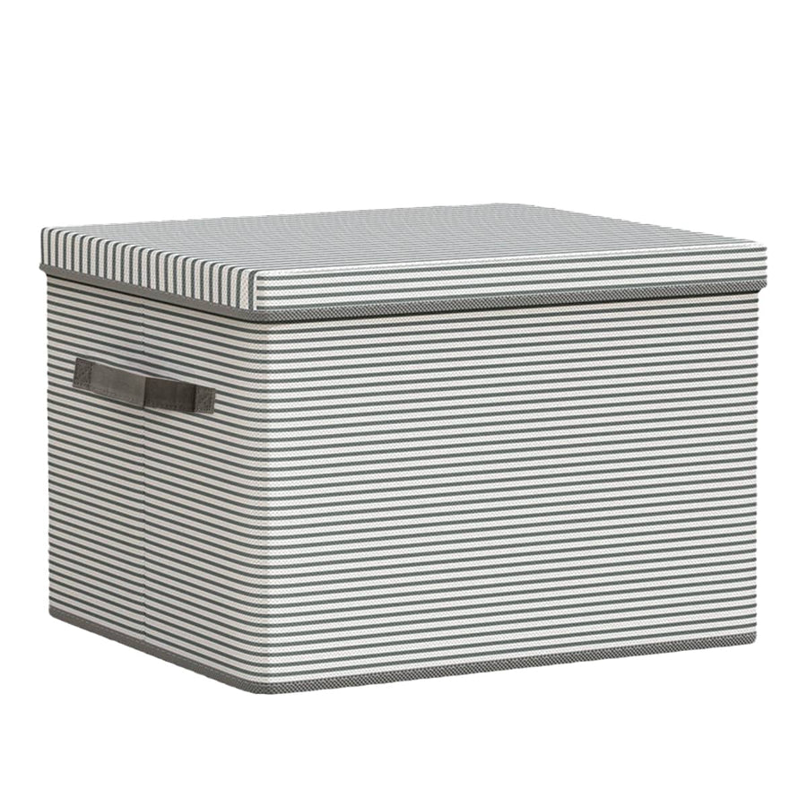 Clothes Storage Box Large Capacity Foldable for Wardrobe Closet Home Storage - Grey and White Stripe