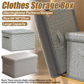 Clothes Storage Box Large Capacity Foldable for Wardrobe Closet Home Storage - Grey and White Stripe - view 2
