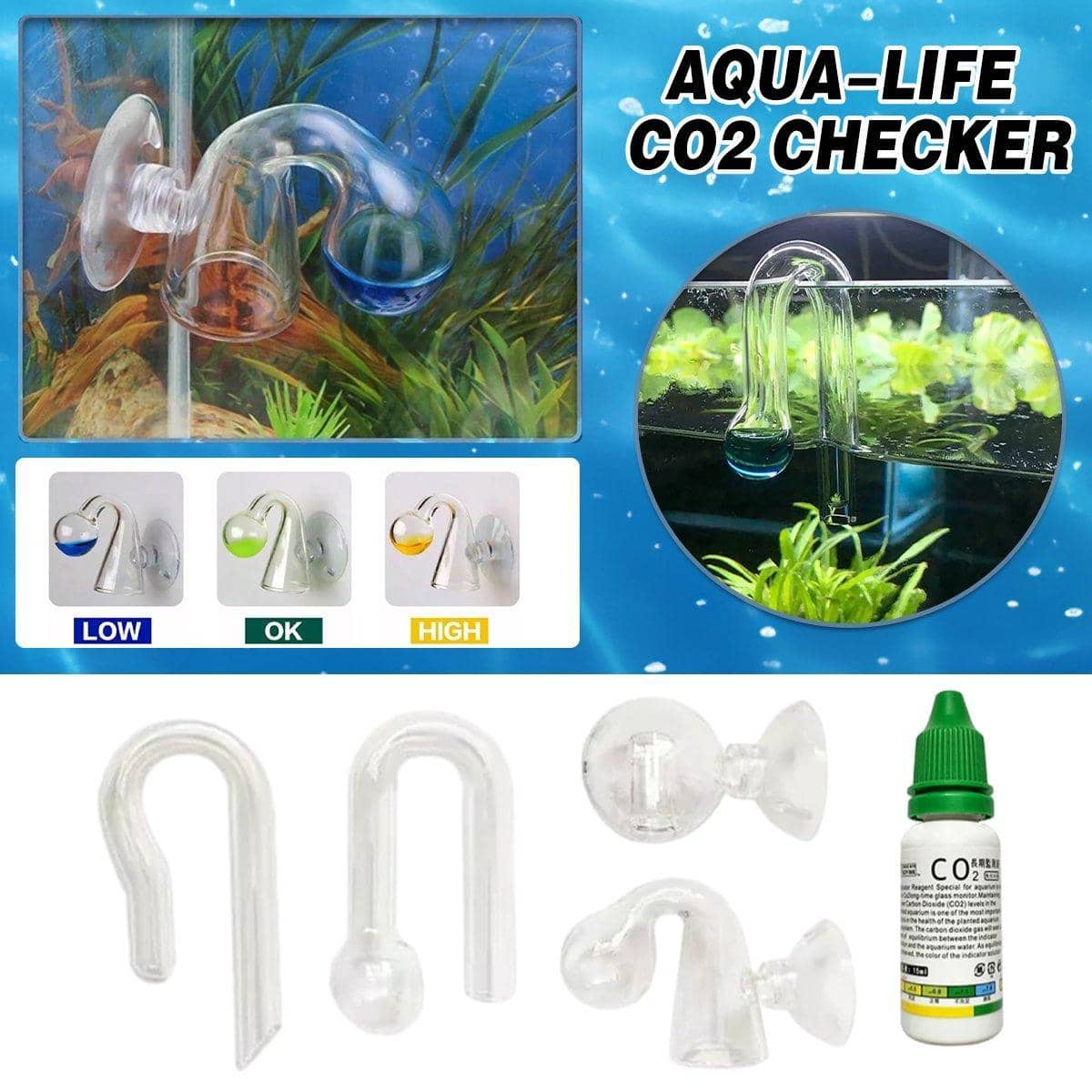 CO2 Drop Checker Glass Aquarium Monitor with Testing Solution - Crystal Ball - view 2