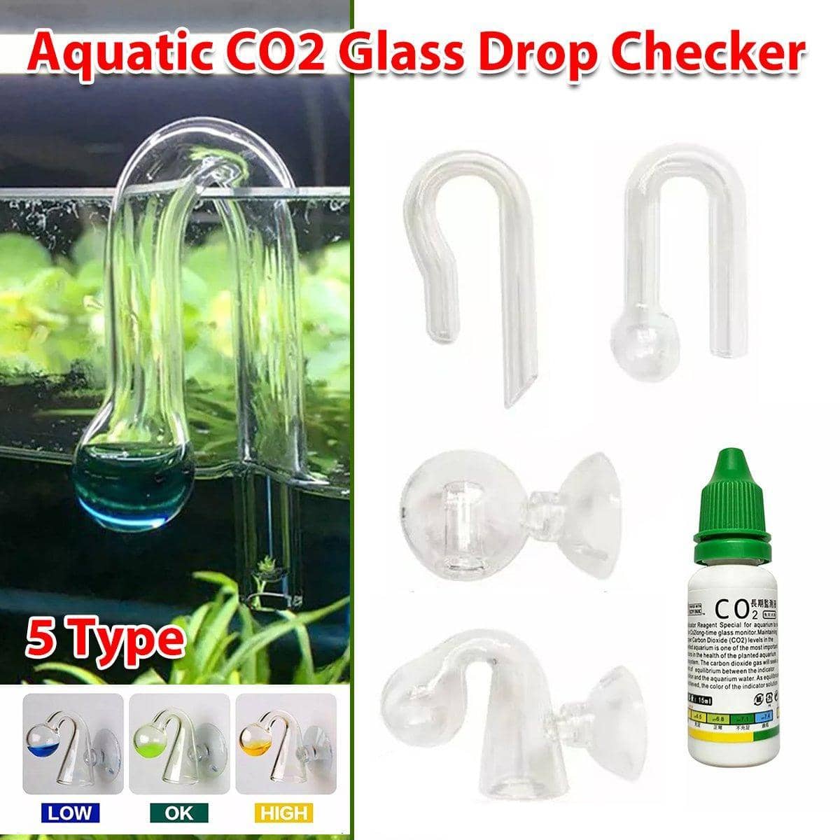CO2 Drop Checker Glass Aquarium Monitor with Testing Solution - Crystal Ball - view 4