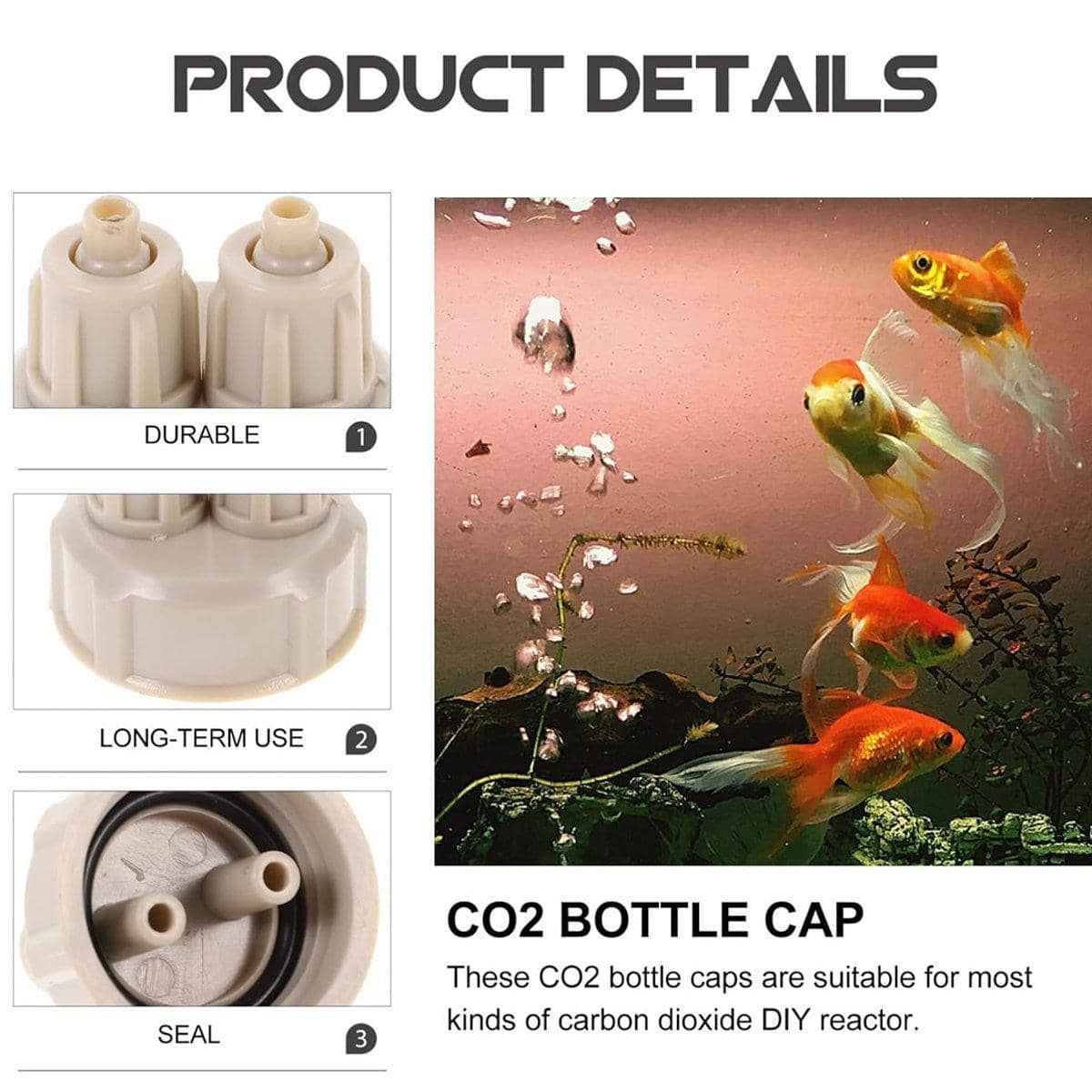 CO2 Generator Bottle Cap for Aquarium DIY Air Diffuser, Pack of 10 - view 5