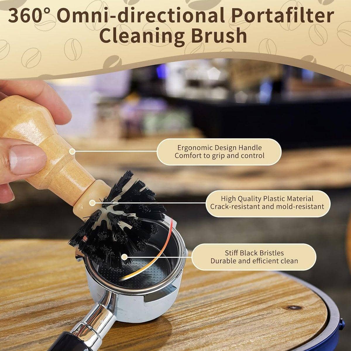 Coffee Basket Cleaning Brush with Wooden Handle - Large, 62 mm Bristle Diameter - view 5