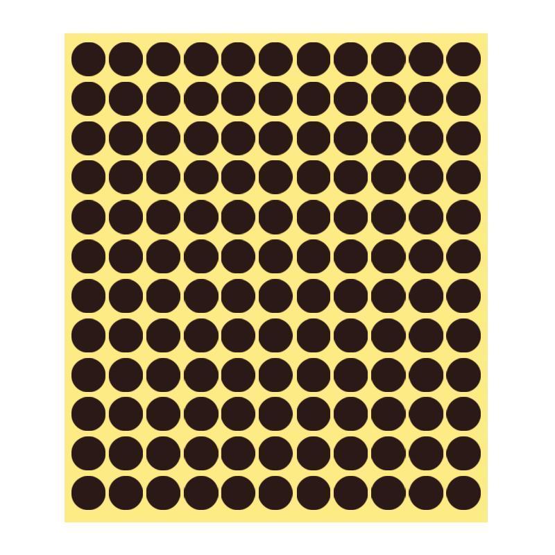 Coffee Brown Sticker Dots Round Labels - 13mm, 132 Dots per Sheet, 1 Sheet