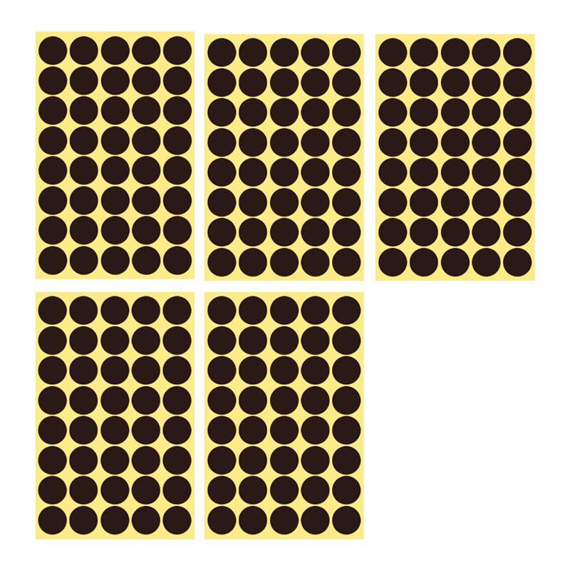 Coffee Brown Sticker Dots Round Labels - 25mm, 40 Dots per Sheet, 5 Sheets