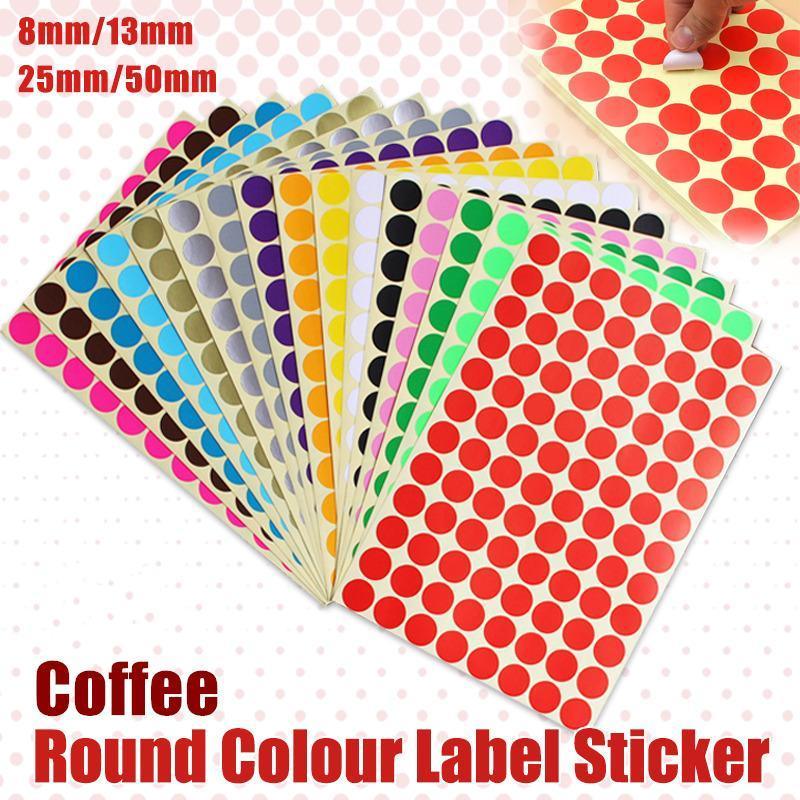 Coffee Brown Sticker Dots Round Labels - 50mm, 8 Dots per Sheet, 1 Sheet - view 2
