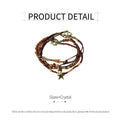 Coffee Brown Vintage Braided Rope Beaded Bracelet with Star Charm - view 3