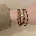 Coffee Brown Vintage Braided Rope Beaded Bracelet with Star Charm - view 4