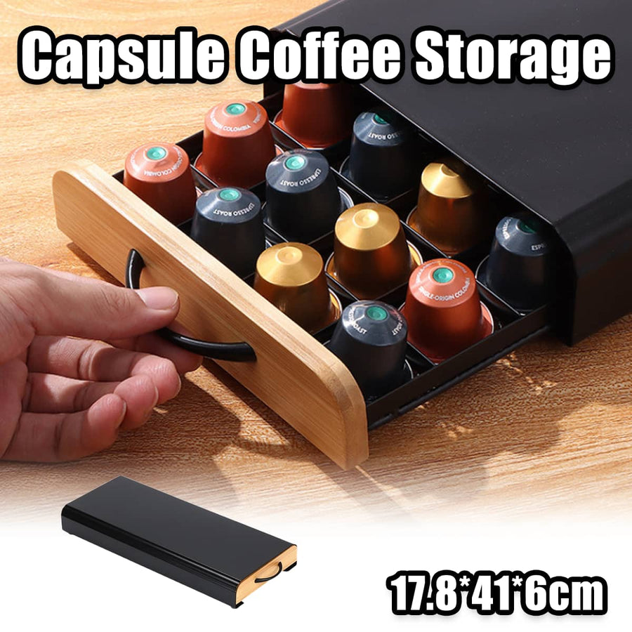 Coffee Capsule Storage Box, Metal 40 Capsule Drawer Organiser